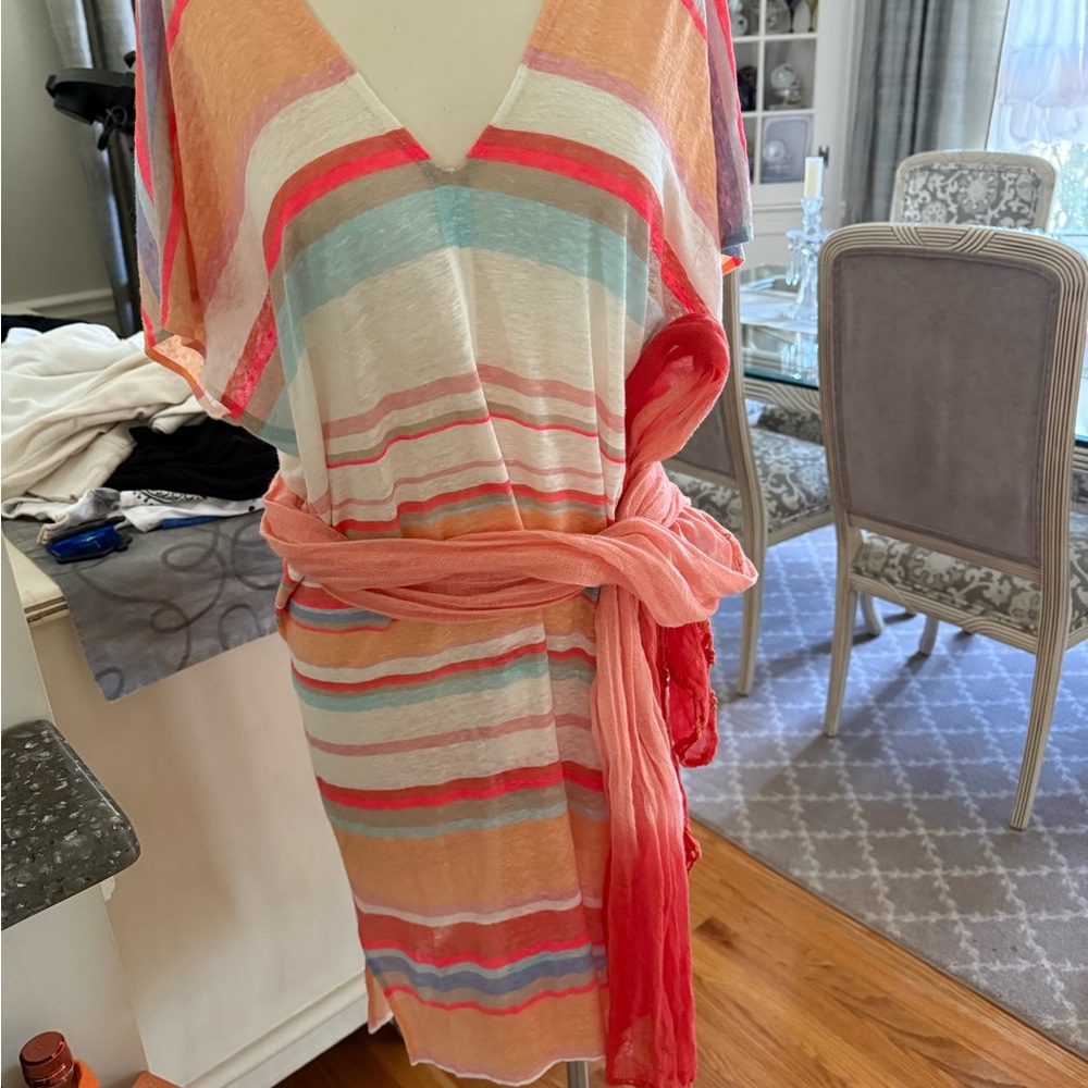 MAJESTIC Paris os all linen v neck